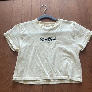 Topshop light yellow cropped tee